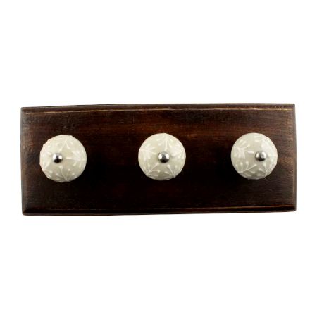 Cream Leaf Ceramic Wooden Hook 